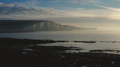 Drone Flying towards the Seven Sisters in Sussex