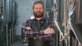 One Barkeeper, Modern Technology, Germany Machinery, Distiller Sample, Bavaria Lab, Checking Laboratory. Portrait of a proud businessman brewer during beer production - Powered by Shutterstock - Get 15% off with code: PIKWIZARD15