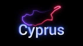 A digital map of Cyprus with a neon laser light. Looping animation.