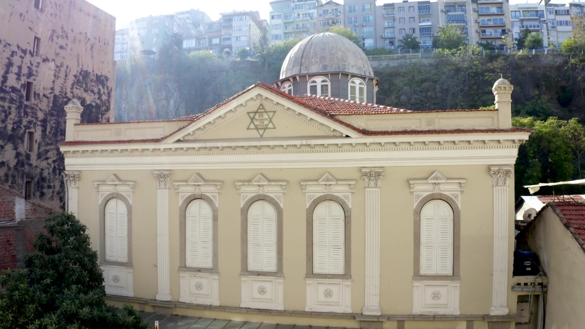 Bet Israel Synagogue from Sky, İzmir, Turkey.