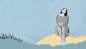 Collage in abstract style with a pretty girl. Background video. - Powered by Shutterstock - Get 15% off with code: PIKWIZARD15