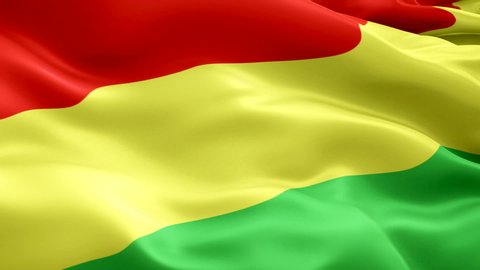 Bolivia flag Motion Loop video waving in wind. Realistic Bolivian Flag background. Bolivia Flag Looping Closeup 1080p Full HD 1920X1080 footage. Bolivia asia country flags footage video for film,news

