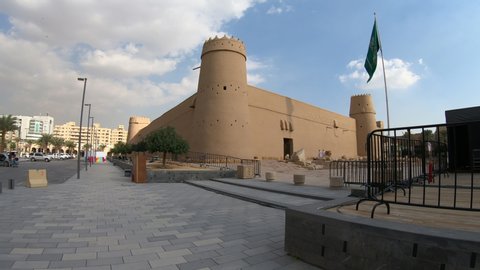 RIYADH, SAUDI ARABIA – DECEMBER 2019: View of renovated (rebuilt) Masmak fortress in Riyadh, tourism in Saudi Arabia
