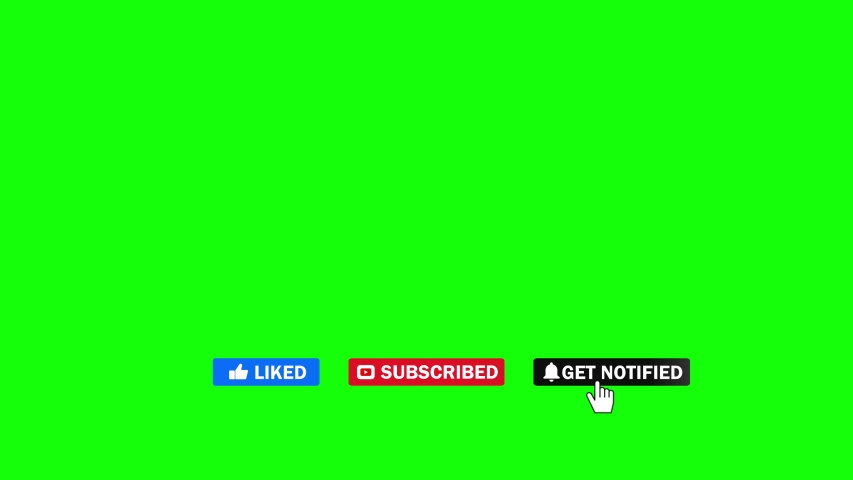 Editorial Footage Animation Of A Subscribe And Likes And Notification Button For Youtube Green Screen