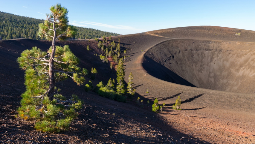 Timelapse of sunset at volcanic crater in Lassen Volcanic National Park, California