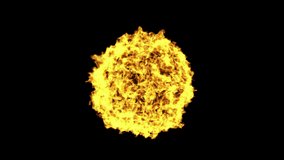 Burning abstract fireball element. Energy Fire looped background. Rendered with alpha channel. Easy to use, just place the clip over your footage. Ideal for visual effects and motion graphics.