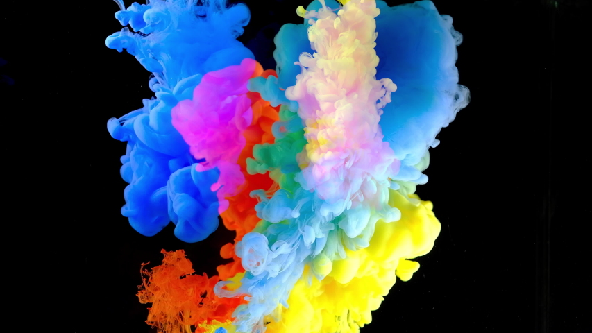 4K, Color drops in water, abstract color mix, drop of Ink color mix paint falling on water Colorful ink in water, 4K footage, Royalty-Free Stock Footage #1048155106