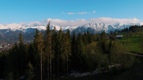 Aerial footage of Tatras mountain Poland Zakopane drone footage