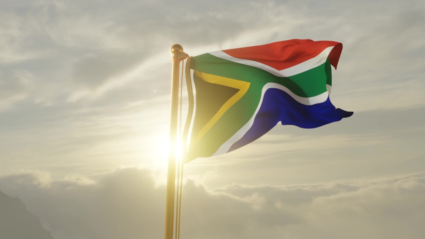 Flag of South Africa Waving in the wind, Sky and Sun Background, Slow Motion, Realistic Animation, 4K UHD 60 FPS Slow-Motion | Shutterstock HD Video #1048197604