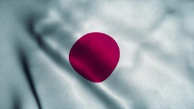 Japanese flag waving in the wind. National flag of Japan. Sign of Japan seamless loop animation. 4K
