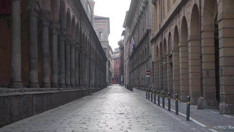 Bologna, Italy - 12 March 2020- Bologna main streets during COVID 19 lockdown 