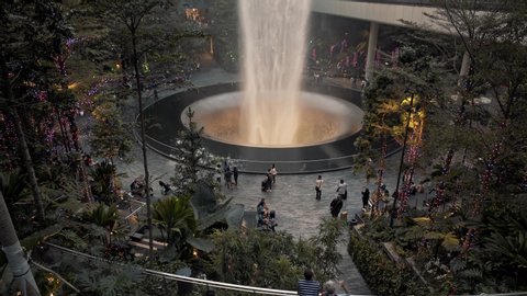 SINGAPORE – JANUARY 18, 2020: SINGAPORE – JANUARY 18, 2020: Jewel Changi Airport is a nature-themed entertainment complex on the landside of Changi Airport, Singapore, linked to three passenger