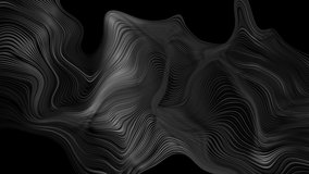 Black abstract tech motion design with liquid curved glossy waves. Dark refraction background. Seamless looping. Video animation Ultra HD 4K 3840x2160