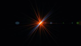 Lens flare effect on black background. Abstract Sun burst, sunflare For screen mode using. Sunflares nature abstract backdrop, blinking sun burst, lens flare optical rays. 4K UHD video .