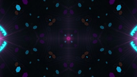 Kaleidoscope with luminous lines. 4K abstract background.