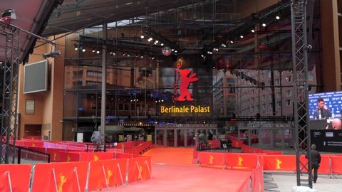 BERLIN, GERMANY - CIRCA FEBRURAY 2020: Berlinale 2020 Film Festival Red Carpet at the Berlinale Palast Potsdamer Platz germany   editorial footage 