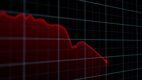 On the stock market, the share price falls. Falling prices of securities. Loss of assets in equities stock. Decreasing trend showing unsuccessful performance and losses failure due to economic crisis