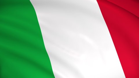The national flag of Italy - 4K seamless loop animation of the Italian flag. Highly detailed realistic 3D rendering