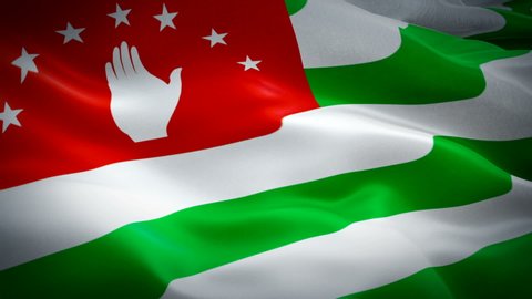 Abkhazia flag Motion Loop video waving in wind. Realistic Abkhazian Flag background. Abkhazia Flag Looping Closeup 1080p Full HD 1920X1080 footage. Abkhazia asia country flags footage video for film,n