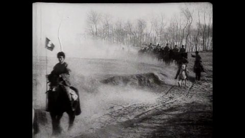 CIRCA 1901 - Combat footage shows artillerymen and horsemen in combat during the Boxer Rebellion.