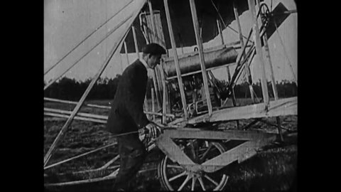 CIRCA 1908 - Wilbur Wright makes the first aircraft flight in Europe.