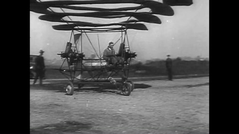 CIRCA 1900s - Early attempts at aviation end in failure and disaster, as experimental airplanes flying machines are tested, crash and break up.