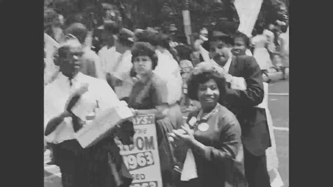 CIRCA 1963 - Civil rights activists are shown marching during the March on Washington for Jobs and Freedom.