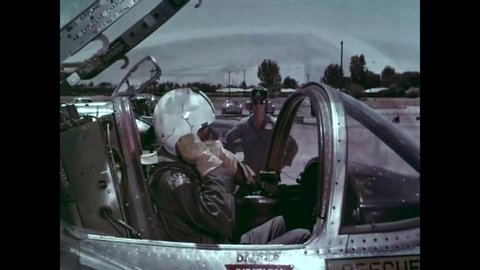 CIRCA 1966 - A student airman flies a Cessna T-37 Tweet aircraft on a solo flight during training at a supersonic jet school.