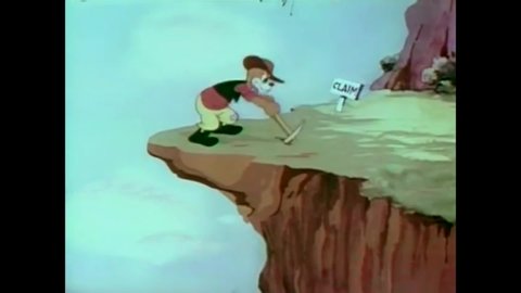 CIRCA 1939 - In this animated film, a dog falls off a cliff trying to work his claim during the gold rush and ends up in the hospital.