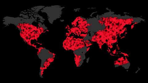 Covid-19 Coronavirus World Infection Spread Animation Across World Map, Realistic Animation That Affects the World, Infectious Disease Animation Across World Map