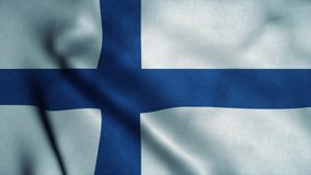 Finland flag waving in the wind. National flag of Finland. Sign of Finland seamless loop animation. 4K