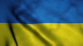 Ukraine flag waving in the wind. National flag of Ukraine. Sign of Ukraine seamless loop animation. 4K