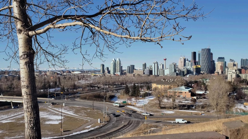View on Calgary downtown at winter morning, Alberta, Canada