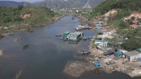 Rural Fishing Village in Vietnam Drone Video