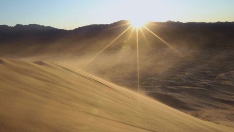 Heavy winds blowing desert sands