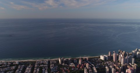 Aerial panorama of Barra da Tijuca downtown and beach, Rio de Janeiro, Brazil