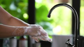 Hand washing to prevent coronavirus ( Covid-19 ) infection . - Powered by Shutterstock - Get 15% off with code: PIKWIZARD15