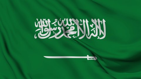 ksa flag is waving 3D animation. Saudi Arabia flag waving in the wind. National flag of saudi . Sign of ksa seamless loop animation. 4K