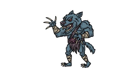 Werewolf Character Goes Attacks Three Animations Stock Footage Video ...