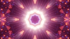 Light rays emitting and forming different shapes from central octagon representing the path towards enlightenment. Animation.