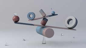 Equilibrium still life installation, balancing geometric shapes. Abstract animation, 3d render. - Powered by Shutterstock - Get 15% off with code: PIKWIZARD15