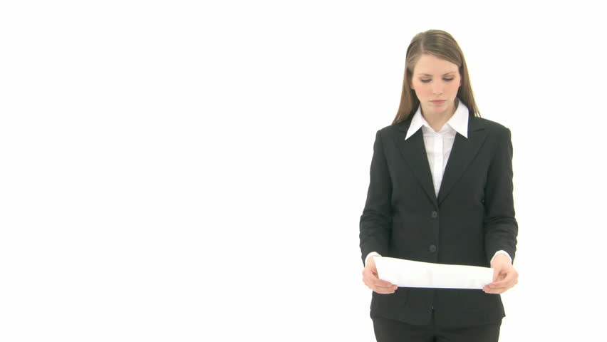 Young woman in anger rips a sheet of paper, throw it at the camera and leaves