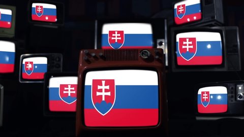 Slovakia Flags And Retro TVs.
