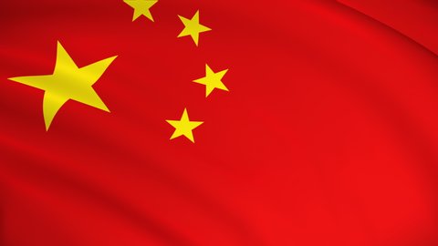 The national flag of China - 4K seamless loop animation of the Chinese flag. Highly detailed realistic 3D rendering