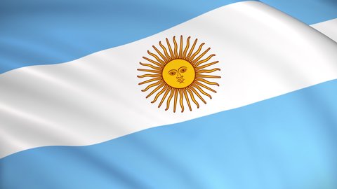 The national flag of Argentina - 4K seamless loop animation of the Argentinian flag. Highly detailed realistic 3D rendering