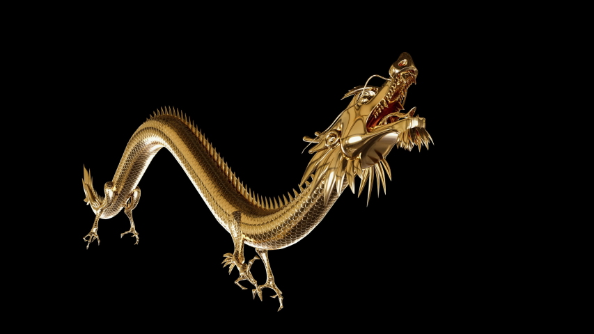 Magical Fairytale Asian Dragon Symbol of Power of Wealth and Wisdom and Luck. Set of 5 Animated Traditional Oriental Dragons in Motion. Vivid 3D Fantasy Animals in Asian Culture.   Royalty-Free Stock Footage #1048393186