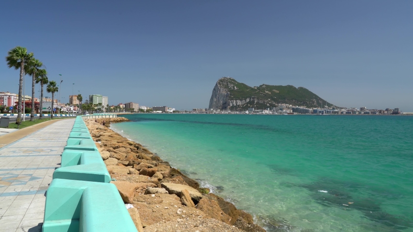 Gibraltar rock as seen from La Linea de la Concepcion, in Spain.