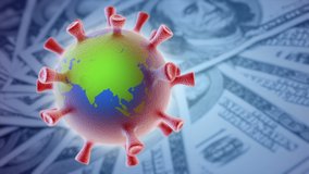 The spread of the virus on the planet. Collage from 3d virus and 3d globe. Corona virus concept. The coronavirus impact on the global economy and markets
 - Powered by Shutterstock - Get 15% off with code: PIKWIZARD15