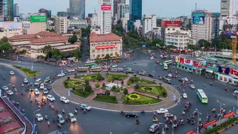 Ho Chi Minh, Vietnam -  10 March 2016 : 4K Time-lapse of Ho Chi Minh City, ho chi minh, Vietnam. Vietnam city, Vietnam culture, HMC city, cityscape, videp pf capital city or Nightscape concept