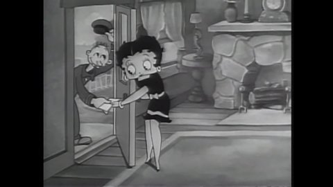 CIRCA 1935 - In this animated film, Betty Boop is dusting at home when she receives a telegram inviting her to a party at Grampy's.